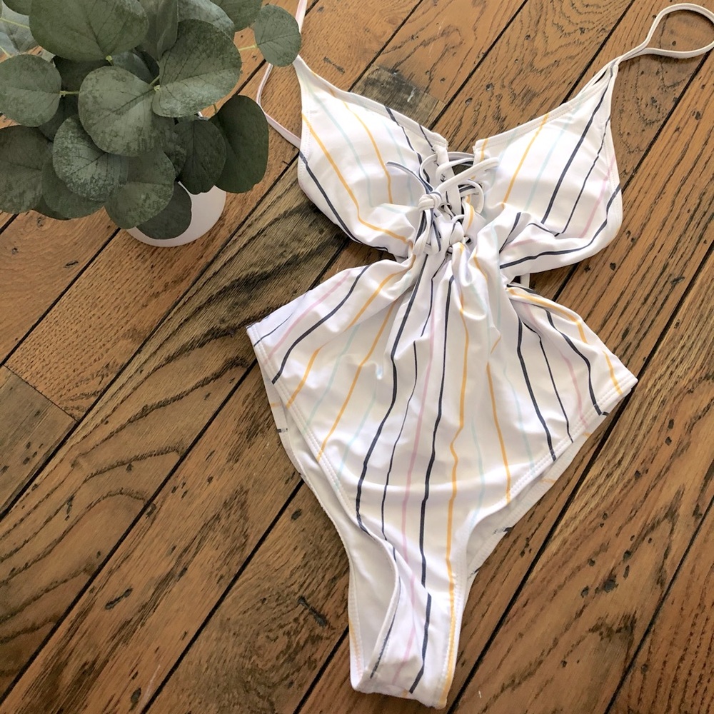 Pastel Striped One-Piece Bathing Suit